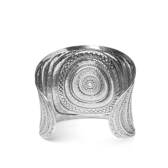 BOHO Silver Tone Turquoise Stone Cuff Bangle - Picture 2 of 5